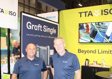Alessandro Mazzacano and Bram Verschoor of TTA-ISO. Systems for grading, grafting and transplants are made by this company.