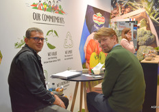 Arjan van Steekelenburg of Hazera (right) visiting the stand of Prince de Bretagne