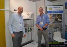 Hans Weisbeek and Jan Willem van Ostaay of Hinova. Jan Willem told us he answered a lot of questions about ventilation and climate, especially for cannabis cultivation. “A lightproof installation is extra important for the vulnerable crop.”
