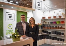 Marzena Marciniak-Ziomek and Przemyslaw Ziomek with MZ Forma  and their nursery and gardening line. New in the assortment are the flower buckets.
