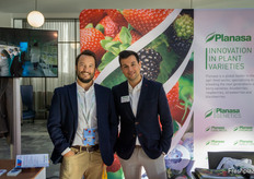 Alfonso Lopez and Fernando Zaforas with Planasa, discussing the development of new soft fruit varieties
