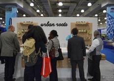 It's busy at the Baldor booth. The freshly prepared food is popular.