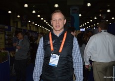 Jordan Kniaziew with Zing! Healthy Foods is walking the trade floor.