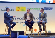 Mike Knowles (EuroFruit) interviews Samual Rowe (Berry World Varieties) and Jan Engelen (Coöperatie Hoogstraten).