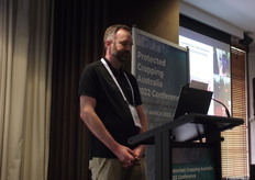 Adam Forbes giving his talk on 'Labour Management Technology Designed for Australia and NZ Protected Crops'.