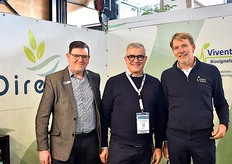 Damien Vinet (centre) representing his company DirectFab Agro, with his partners Egbert Bok and Karl Rentes.
