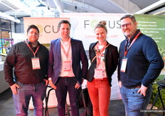 Focusled provides stretch lamps for strawberry cultivation. In the photo Olav den Ridder, Maarten Kleijn, Loes Hoogenboom en Barry Joosen