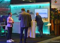 Olga Danilova representing Hortilux discussing at the LED supplier's booth. The company launched a new fixture at the show: https://www.hortidaily.com/article/9599503/hortilux-launches-new-led-product-line-at-fruit-logistica/ 