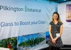 Anna Colley from NSG Pilkington, developer of the Mirai glass, which is now delivered worldwide from the UK. Mirai is a low-carbon glass with 50% less CO2 emissions than standard glass products.