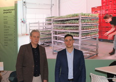 Hendrik and Claudio Mast of HortimecFNK sprays nematode eggs (in nematode control) with their spray boom