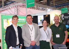 Wesley Korving, Roy Bransen, Joss Krijger and Bas Kleijweg at the stand of Bransen Group and AMIGO, the new app for service notifications, maintenance and inventory management in greenhouse horticulture.