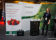 ScopeDX is Scope Biosciences' product, molecular technologies to identify pests and diseases. Shown by Vera Gorelova.