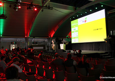 Maurice Wubben on stage to talk about Robocrops.