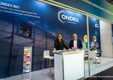 Carole Dumenil and Dieter Kaschube of Ondex show the Ondex Bio concept, where solar-panel-powered fans influence greenhouse temperatures