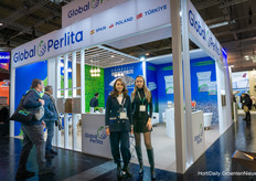 Aida Kaliyeva and Julia Kramer display Global Perlita's perlite and vermiculite