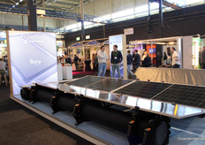 Floating solar panels on the stand at Bata Energy Solutions