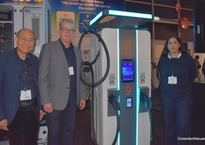 Yongli Chang, Marius Bouwers and Mahdkht Hemati of BessQ with their E-Charger