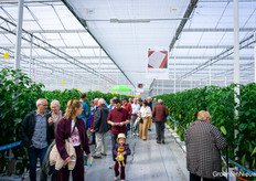 A full concrete path. Visitors did find the greenhouse tall compared to the plants. Come back again in October, we'd say.