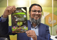 Nayem Hassan showing the companies new product: Yokosan. 