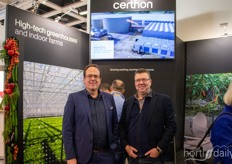 Jeffrey van der Sande and Fred van Veldhoven with Certhon. Jeffrey explained that they are working on some exciting new greenhouse projects 