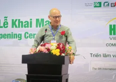 Kees van Baar, Dutch Embassador toVietnam. During the opening ceremony it was told that 33 Dutch companies came to Vietnam to show their products and innovations. Challenges like climate change can be opportunity for the Dutch industry to optimise and scale Dutch nature-based solutions.