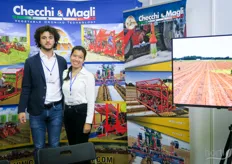 Checchi & Magli is based in the North of Italy. The company makes transplanting machines for vegetables and also machines for putting film and plastics on the ground. Vietnam is a new market. Customised machines as it’s a nice market. To the left is Nicola Bonato and Jenny Nguyen, interpreter. 
