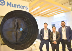 Karol Moreno, Jorge Flores and Gerardo Bonilla with their Saturno 55 fan from the company Munters