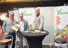 Klaas-Jan de Ruiter of Holland Gaas, Arjan van der Klaauw, and Hans Sonneveld of Ridder: Providing automation, shading, and motors for covered crops.