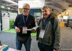 Italian growers Luca Brentari and Paolo Martinatti of Fondazione Edmund Mach, cultivating various soft fruits in the northern part of the country.