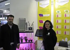 Andrea Crepaldi (Flytech) and Giuseppina Pennisi (Bologna University). Company and University worked together to design lightning systems specific for each crop
