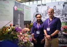 Joyce Muchiri and Roberto Bonanno of the Flower Hub. According to Bonanno, the Chines market is quite event driven and they are fond of niche products. Besides, more and more is being bought online.