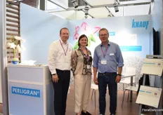 Christian Schröder and Dirk Mühlenweg of Knauf with Anouk Sijmonsma of PMA. According to Dirk, it is a challenging market as perlite is cheaper than peat moss. What makes them different from the local produced perlite is that their quality is always the same. "We take out the dust and use it for gypsum wall." All over the world, they see an increase in demand for perlite.