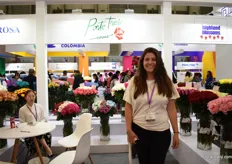 Paula Sanchez of Ponte Tresa. They are exhibiting in China for the first time. The grow roses in 3 farms in Ecuador and they are at the show to look for opportunities to export them to China. Currently, their main markets are the US and Switzerland.
