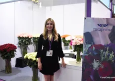 Maria Jose Vascinez of Rosaprima, one of Ecuadorians largest rose farms. They are present at the Hortiflorexpo IPM in China for the first time to meet their current and new clients.