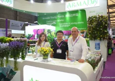 Ida Zhang, Savio Ma and Gerard Lentjes of Armada. Last year, they established Armada China in Shanghai and they are now for the first time exhibiting with their company at the Hortiflorexpo.  