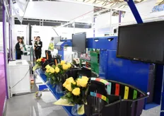 The hand tied bouquet machine of Mecaflor presented at the booth of Impack.