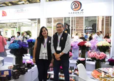 Lina Velez and Sergio Illescas of Naranjo. They are eager to increase the exports of their fresh, tinted and preserved roses to China. Besides preserved rose heads, they also supply preserved rose stems.