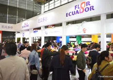 Busy at the booths of the South American growers.