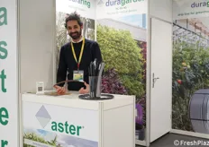 Irrigation products from Aster. At the booth, Bilel Tlili.