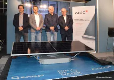 Chretien Hendriks (Genap), Willem Verwoerd, and Hans van Luijk (Aquasol Solar/Zon op Waterbassin) and Jos Schangen (Aiko) presented a new solar panel for water basins.