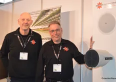 You can connect unlimited amplifiers to Red Star Soundsystems' 100-volt systems. Handy in large greenhouses. Edwin van Tilburg and Cees Horsmans attended this horticultural fair for the first time with the company.