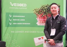 Albert Lin with Vegbed who is keeping busy with trials in vertical farms to become more sustainable in substrate resources