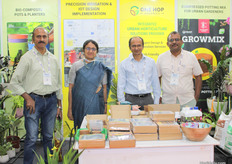 The team at One Hop Organics displays all-in-one potting discs made with upcycled ingredients like eggshells and bricks.