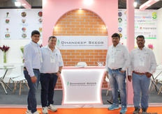 Jahan, Dhruva, Chandrakant and Vikas of Dhandeep Seeds team display an array of seeding solutions by PanAmerican Seed, Syngenta Flowers, Sakata, Benary, AsiaPacific Seeds, Ball Colegrave, FloraNova and Schoneveld Breeding.