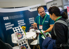 Jelmer Huizing, Hawe Systems, talks to an interested visitor