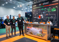 Mitch Grant, Jason Baclig, and Joe Slikboer, Prospiant, in the new stand that shows the company's offerings of complete greenhouse projects and sustainable energy solutions 
