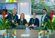 The Svensson team showed their climate and energy screens and the ClimaFlow ventilation solution. In the photo Dustin Mater, Gabrielle Ullrich, Dian Smith, and Paul Arena.