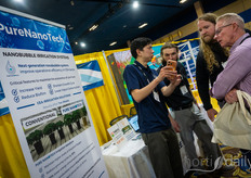 Kirk Jiao, Pure Nanotech, explains about the nanobubbles benefits to visitors