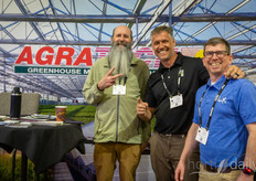 Bob Starnes and Adam Pound, Agratech, are visited by Shane Nitschke, LLK