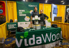 Dominic Pestello and Racher Grover, Vidawool, and their assortment of plugs, pots and mats, all made in North America